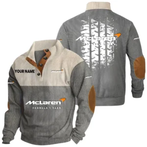 McLaren Racing Limited Exclusive Logo Knitted Ribbed Corduroy Sweatshirt Stand Collar Sweater Custom Name HIHI040725Y32RCSMRL