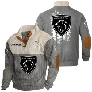 Peugeot Exclusive Logo Knitted Ribbed Corduroy Sweatshirt Stand Collar Sweater Custom Name HIHI040725Y32RCSPEU