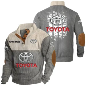 Toyota Exclusive Logo Knitted Ribbed Corduroy Sweatshirt Stand Collar Sweater Custom Name HIHI040725Y32RCSTOY
