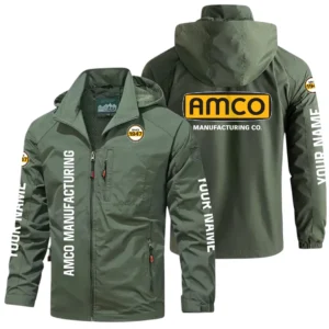 AMCO Manufacturing Exclusive Logo Windbreaker Jacket Hooded Detachable, Outdoor Windproof Running Jacket, Custom Name HIDI030725Y28WJ86AMM