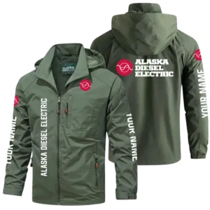 Alaska Diesel Electric Exclusive Logo Windbreaker Jacket Hooded Detachable, Outdoor Windproof Running Jacket, Custom Name HIDI050725Y28WJ86ADE