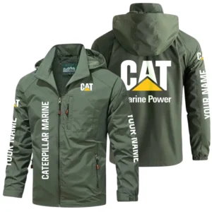 Caterpillar Marine Exclusive Logo Windbreaker Jacket Hooded Detachable, Outdoor Windproof Running Jacket, Custom Name HIDI050725Y28WJ86CAM