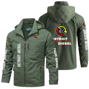 Detroit Diesel Exclusive Logo Windbreaker Jacket Hooded Detachable, Outdoor Windproof Running Jacket, Custom Name HIDI050725Y28WJ86DED