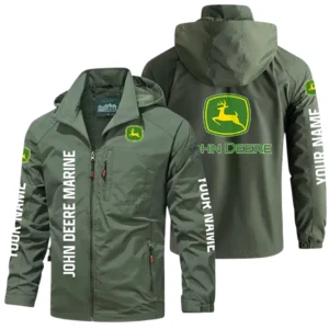 John Deere Marine Exclusive Logo Windbreaker Jacket Hooded Detachable, Outdoor Windproof Running Jacket, Custom Name HIDI050725Y28WJ86JDM